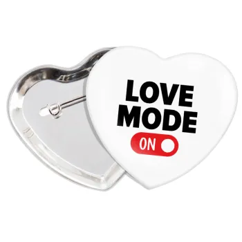 LOVE MODE ON, Κονκάρδα παραμάνα καρδιά (57x52mm)