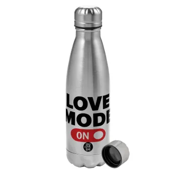 LOVE MODE ON, Metallic water bottle, stainless steel, 750ml