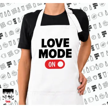 LOVE MODE ON, Ποδιά μακριά Σεφ ολόσωμη με τσέπες white (ΕΝΗΛΙΚΩΝ)