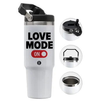 LOVE MODE ON, Θερμός Ανοξείδωτο 30oz με χερούλι