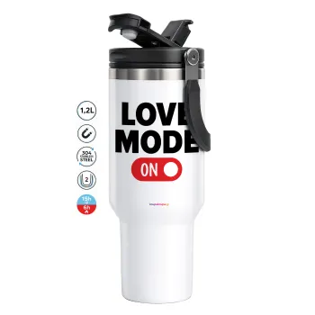 LOVE MODE ON, Mega Stainless steel Tumbler with lid, double wall 1,2L