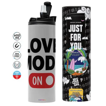 LOVE MODE ON, Tumbler stainless steel GREY 600ml