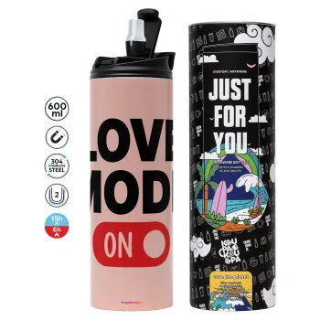 LOVE MODE ON, Tumbler stainless steel PINK 600ml