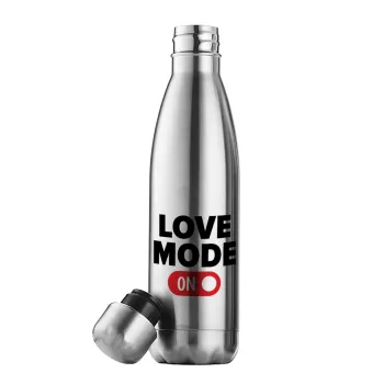 LOVE MODE ON, Μεταλλικό παγούρι θερμός Inox (Stainless steel), διπλού τοιχώματος, 500ml
