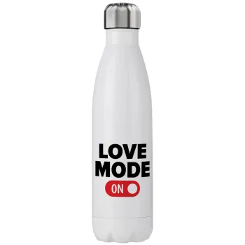LOVE MODE ON, Μεταλλικό παγούρι θερμός (Stainless steel), διπλού τοιχώματος, 750ml