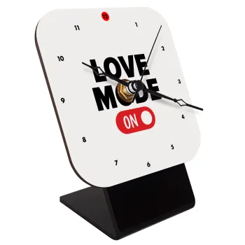 LOVE MODE ON, Quartz Wooden table clock with hands (10cm)