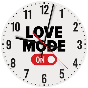 LOVE MODE ON, Ρολόι τοίχου ξύλινο (30cm)