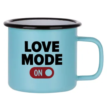 LOVE MODE ON, Κούπα Μεταλλική εμαγιέ ΜΑΤ σιέλ 360ml