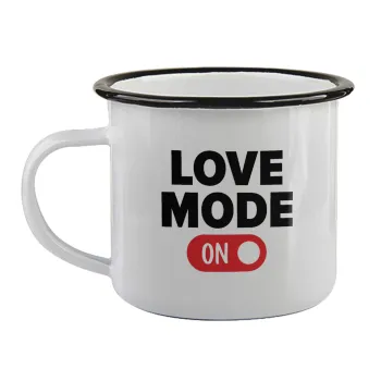 LOVE MODE ON, Κούπα εμαγιέ με μαύρο χείλος 360ml