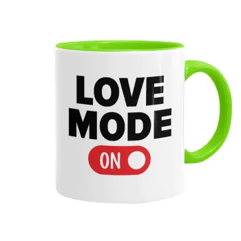 LOVE MODE ON, Κούπα χρωματιστή βεραμάν, κεραμική, 330ml