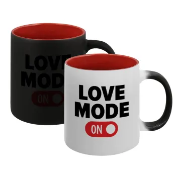 LOVE MODE ON, Κούπα Μαγική εσωτερικό κόκκινο, κεραμική, 330ml που αλλάζει χρώμα με το ζεστό ρόφημα
