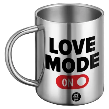 LOVE MODE ON, Ανοξείδωτη Μεταλλική Κούπα 450ml - Διπλού Τοιχώματος