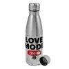 Metallic water bottle, stainless steel, 750ml