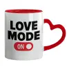 Mug heart red handle, ceramic, 330ml