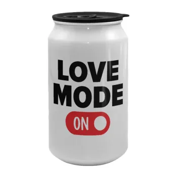 LOVE MODE ON, Κούπα ταξιδιού μεταλλική με καπάκι (tin-can) 500ml