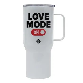LOVE MODE ON, Tumbler με καπάκι, διπλού τοιχώματος (θερμό) 750L