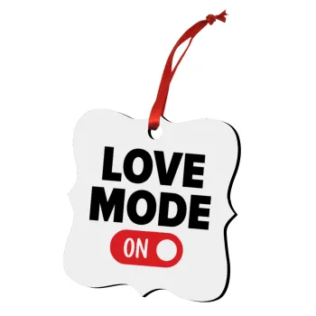 LOVE MODE ON, Στολίδι Χριστουγεννιάτικο στολίδι polygon ξύλινο 7.5cm