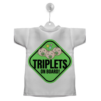 Triplets on board babys, green, Σήμα μπλουζάκι με βεντούζα για αυτοκίνητο
