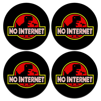 No internet, SET of 4 round wooden coasters (9cm)