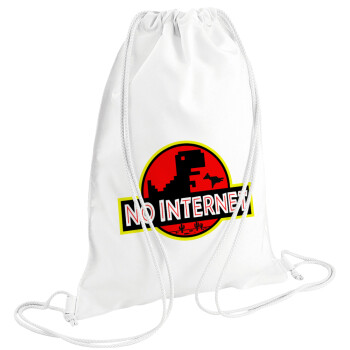 No internet, Τσάντα πλάτης πουγκί GYMBAG λευκή (28x40cm)