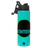 Metallic water bottle with safety lid, 850ml aluminum