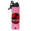 Metallic water bottle with safety lid, 850ml aluminum