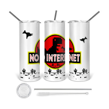 No internet, 360 Eco friendly stainless steel tumbler 600ml, with metal straw & cleaning brush