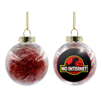 No internet, Χριστουγεννιάτικη μπάλα δένδρου διάφανη με κόκκινο γέμισμα 8cm
