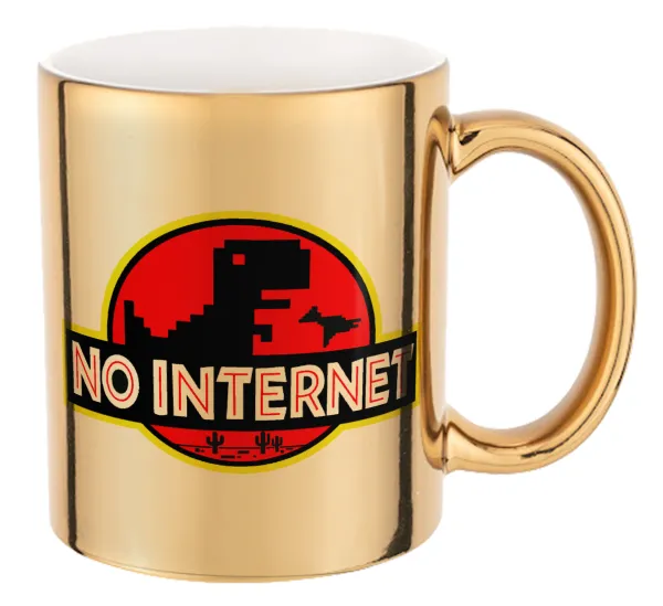 No internet — Mug ceramic, gold mirror, 330ml