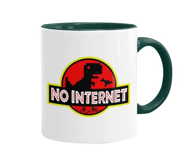 No internet — Κούπα χρωματιστή πράσινη, κεραμική, 330ml