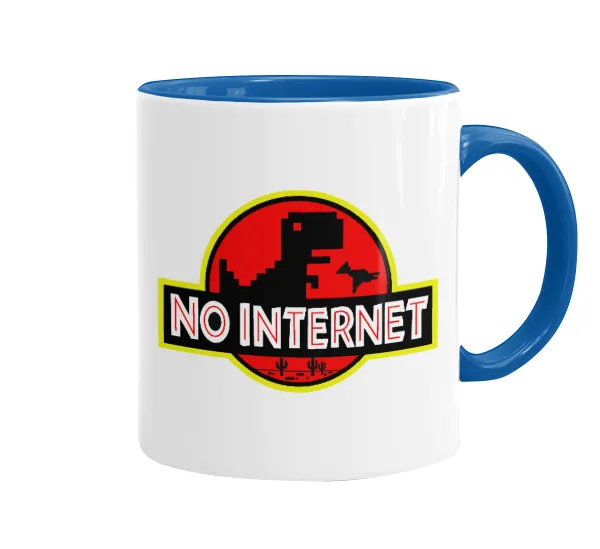 No internet — Κούπα χρωματιστή μπλε, κεραμική, 330ml