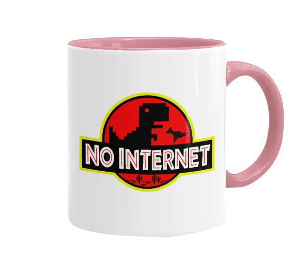 No internet — Κούπα χρωματιστή ροζ, κεραμική, 330ml