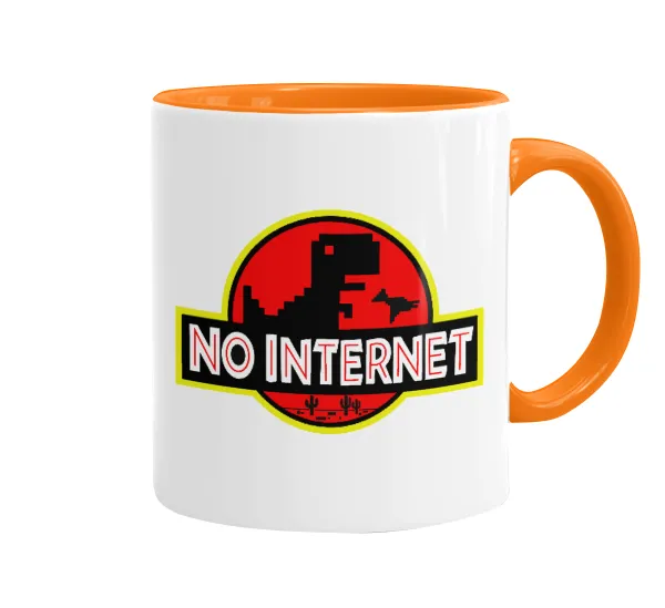 No internet — Mug colored orange, ceramic, 330ml