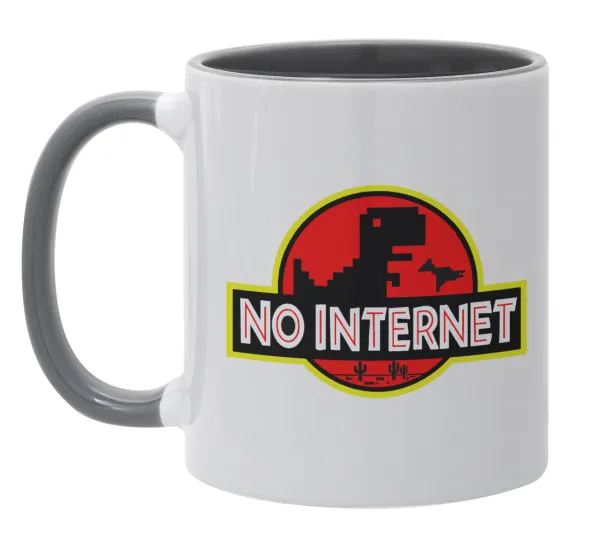 No internet — Κούπα χρωματιστή γκρι, κεραμική, 330ml