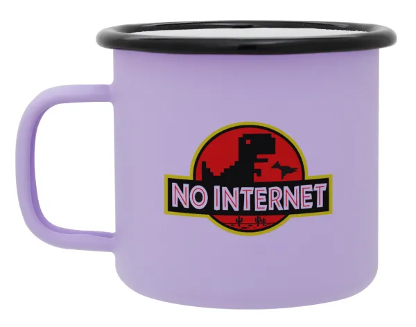 No internet — Metal enamel mug, matte light pastel purple, 360ml