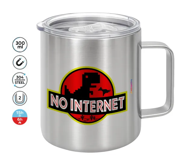 No internet — Double-walled stainless steel mug 300ml with temperature-retaining lid