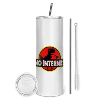 No internet, Tumbler stainless steel 600ml, with metal straw & cleaning brush