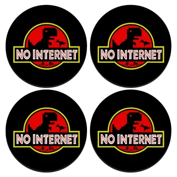 No internet, SET of 4 round wooden coasters (9cm)
