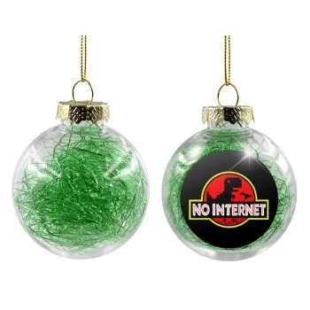 No internet, Transparent Christmas tree ball ornament with green filling 8cm