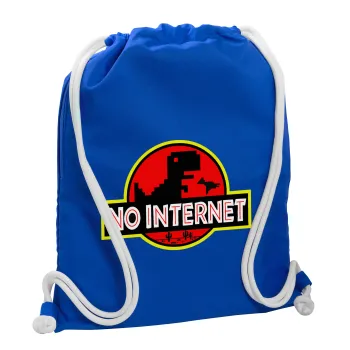 No internet, Backpack pouch GYMBAG Blue, with pocket (40x48cm) & thick cords