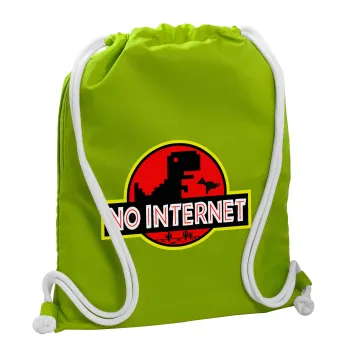 No internet, Backpack bag GYMBAG LIME GREEN, with pocket (40x48cm) & thick cords