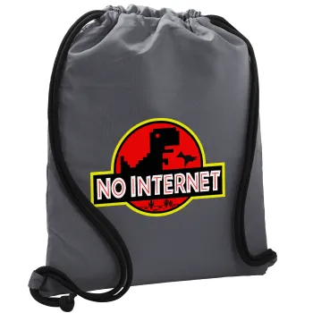 No internet, Backpack pouch GYMBAG GREY, with pocket (40x48cm) & thick cords