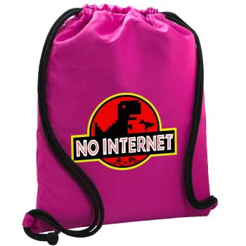 No internet, Backpack pouch GYMBAG Fuchsia, with pocket (40x48cm) & thick cords
