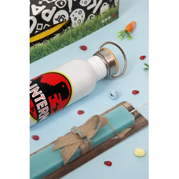 No internet, Πασχαλινή Λαμπάδα με παγούρι μεταλλικό (620ml, stainless steel) & κερί αρωματικό πλακέ (30cm) (ΤΙΡΚΟΥΑΖ)