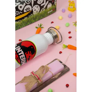 No internet, Πασχαλινή Λαμπάδα με παγούρι μεταλλικό (620ml, stainless steel) & κερί αρωματικό πλακέ (30cm) (ΡΟΖ)