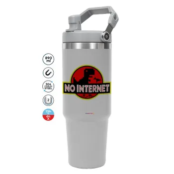 No internet, GREY color, 890ml (30oz) stainless Steel Tumbler with Handle