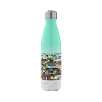 Minecraft blocks, Metal mug thermos Green/White (Stainless steel), double wall, 500ml