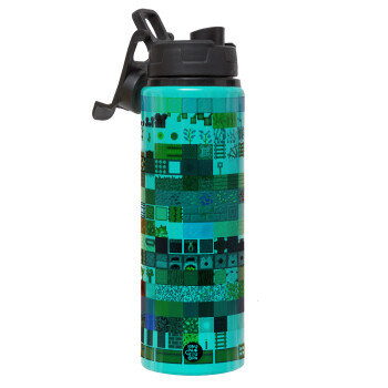 Minecraft blocks, Metallic water bottle with safety lid, 850ml aluminum