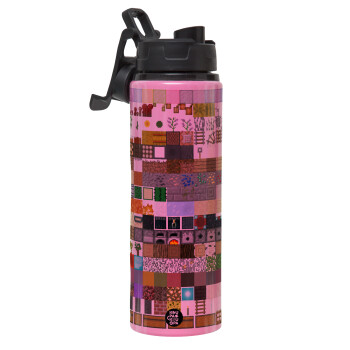 Minecraft blocks, Metallic water bottle with safety lid, 850ml aluminum