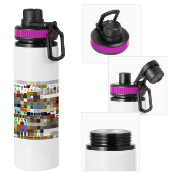 Minecraft blocks, Metallic water bottle with safety lid, 850ml aluminum